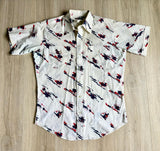 Med/Lrg - Vintage 90s Ruddock Abstract Paint Splat Print Western Short Sleeve Button Up Shirt