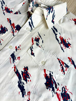 Med/Lrg - Vintage 90s Ruddock Abstract Paint Splat Print Western Short Sleeve Button Up Shirt