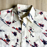 Med/Lrg - Vintage 90s Ruddock Abstract Paint Splat Print Western Short Sleeve Button Up Shirt