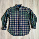 Med/Lrg - Vintage 70s Pendleton Lobo Blue/Green/Beige Wool Button-Up Lodge Shirt