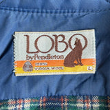 Med/Lrg - Vintage 70s Pendleton Lobo Blue/Green/Beige Wool Button-Up Lodge Shirt