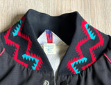 Med/Lrg - Vintage 90s WestArk Black / Aztec Western Rodeo Trucker / Bomber Jacket