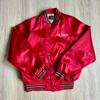 Vintage 80s Red Satin Windbreaker/ Bomber Jacket (Medium)