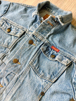 Vintage 90s Wrangler Red Tab Cropped Western Denim / Jean Jacket (XS / Small)
