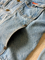 Vintage 90s Wrangler Red Tab Cropped Western Denim / Jean Jacket (XS / Small)