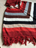 Women's Vintage 60s Striped Crochet Fringe Hooded Cape / Shawl