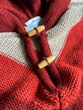 Women's Vintage 60s Striped Crochet Fringe Hooded Cape / Shawl