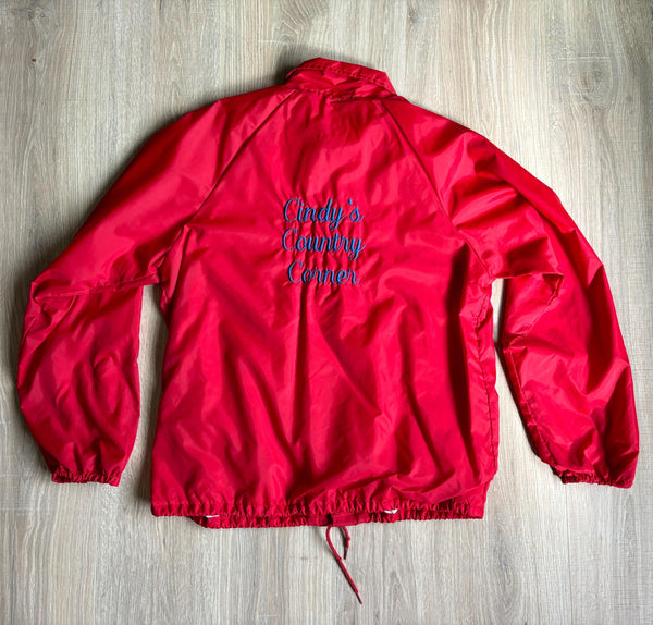 Vintage 80s/90s Country Corner Red Windbreaker Jacket (Size Med/Lrg)