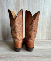 Women's Size 7.5 Old West Brown Leather Snip Toe Cowboy Boots