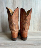 Women's Size 7.5 Old West Brown Leather Snip Toe Cowboy Boots