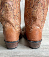 Women's Size 7.5 Old West Brown Leather Snip Toe Cowboy Boots