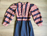 Sm/Med - Vintage 70s Red White and Blue Polyester Dress