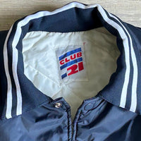 Vintage 80s Club 21 Navy Blue & White Satin Bomber Jacket (Mens L/XL)