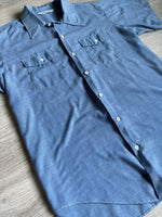XL - Vintage 60s/70s Key Imperial Chambray Short Sleeve Button Up Work Shirt