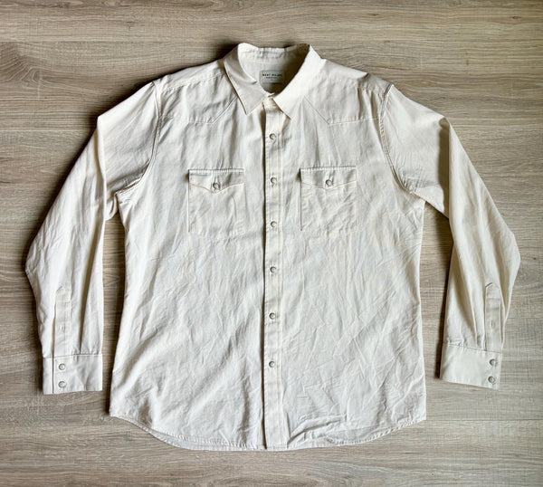 L/XL - Classic West Major Bone Ecru / Cream  Pearlsnap Western Shirt