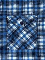 Large - Vintage 80s Grizzly Quilt Lined Blue/White Plaid Flannel Button-Up Shirt / Jacket / Shacket