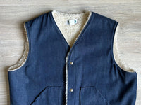 XL - Vintage 70s Cedar Creek Sherpa Lined Western Raw Denim Vest