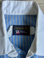 Medium - Vintage 80s Panhandle Slim Striped Button Up Chambray Western Dress Shirt w/Contrast Collar
