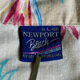 Vintage 80s Newport Beach Beige Floral Hawaiian Button Up Shirt - Large