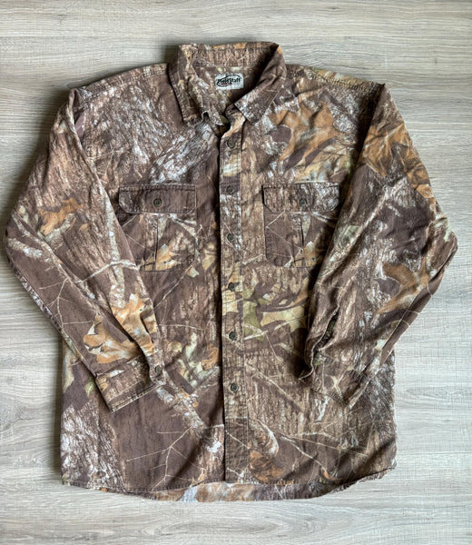 XL - Vintage 90s Field Staff by Mossy Oak S2 Camo Button Up Hunting Shirt