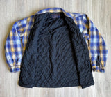 Vintage 90s Tradition Quilt Lined Blue / Purple /Yellow Flannel Button-Up Shirt / Jacket / Shacket - Medium