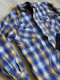 Vintage 90s Tradition Quilt Lined Blue / Purple /Yellow Flannel Button-Up Shirt / Jacket / Shacket - Medium