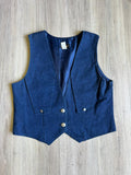 Vintage 90s Jules Denim Western / Rodeo Vest w/ Concho Buttons - Med/Lrg