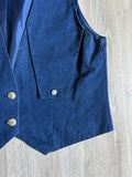 Vintage 90s Jules Denim Western / Rodeo Vest w/ Concho Buttons - Med/Lrg