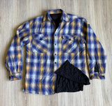 Vintage 90s Tradition Quilt Lined Blue / Purple /Yellow Flannel Button-Up Shirt / Jacket / Shacket - Medium