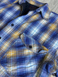 Vintage 90s Tradition Quilt Lined Blue / Purple /Yellow Flannel Button-Up Shirt / Jacket / Shacket - Medium
