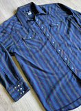 Vintage 90s Wrangler Navy/Green/Red Striped Western Pearlsnap Shirt - XXL
