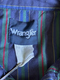 Vintage 90s Wrangler Navy/Green/Red Striped Western Pearlsnap Shirt - XXL