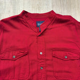 Vintage 90s Wrangler Solid Red Band Collar Western Button Up Rayon Shirt - M/L