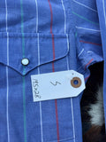 Classic Panhandle Slim Red White Blue Striped Western Pearlsnap Dress Shirt - Small