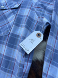 Vintage 80s Wrangler Light Blue Plaid Western Pearlsnap Shirt - Med/Lrg