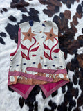 Women's S/M - Vintage 90s Howard Wolf Burgandy Striped / Embroidered / Western Themed Vest