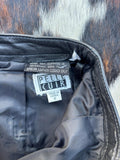 Vintage 90s Pelle Cuir Black/Brown Leather Knee Length Skirt (26-28 waist)