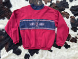 Vintage 90s Imprints Maroon / Navy Stripe Tribal Sweatshirt - Medium