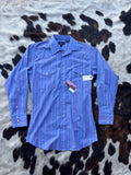 Classic Panhandle Slim Red White Blue Striped Western Pearlsnap Dress Shirt - Small