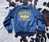 Vintage 90s MegaMania Lottery Blue Satin Windbreaker/ Bomber Jacket (Medium)