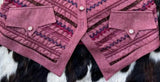 Women's S/M - Vintage 90s Howard Wolf Burgandy Striped / Embroidered / Western Themed Vest