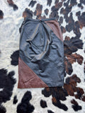 Vintage 90s Pelle Cuir Black/Brown Leather Knee Length Skirt (26-28 waist)
