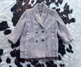 Vintage 80s Herringbone Wool Overcoat – Made in USA, Sm/Med