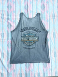 Y2K Gray Harley Davidson Distressed lorado Hog Biker Tank Top T-Shirt - Medium