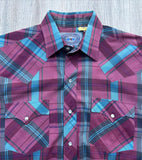Vintage 80s ATB Western Purple / Turquoise Plaid Pearlsnap Shirt (Med/Lrg)