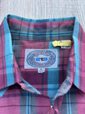 Vintage 80s ATB Western Purple / Turquoise Plaid Pearlsnap Shirt (Med/Lrg)