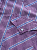 Classic ELY Plains Western Red / Pink / White Striped Western Short Sleeve Pearlsnap Shirt (XXL)