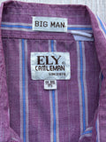 Classic ELY Plains Western Red / Pink / White Striped Western Short Sleeve Pearlsnap Shirt (XXL)