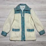 Vintage 50s Cameron Cream Mohair / Wool Zip Up Sweater Jacket - Small