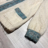 Vintage 50s Cameron Cream Mohair / Wool Zip Up Sweater Jacket - Small